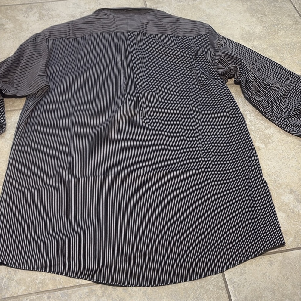 Murano Men's Striped Button Down Shirt - Blue, Red, Black - Picture 8 of 15